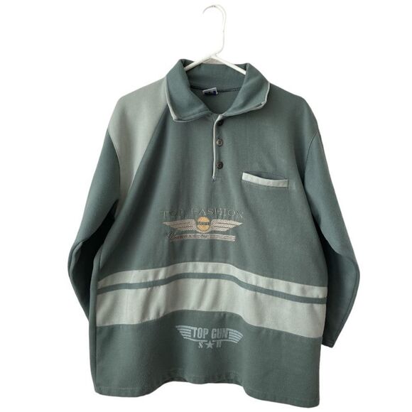 VINTAGE Mens Green TOP GUN Pullover Sweater Size L - Picture 1 of 11